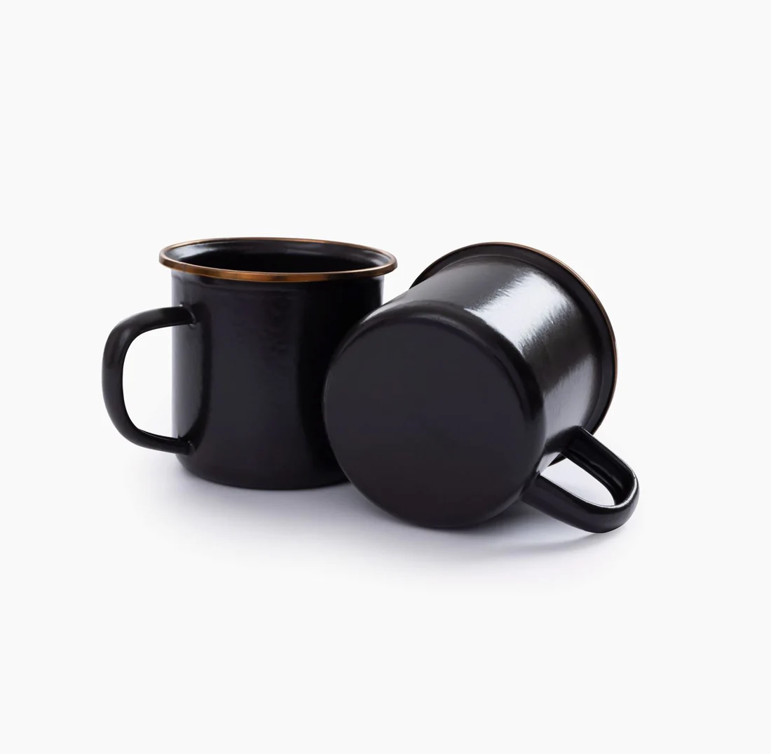 BAREBONES BAREBONES ENAMEL CUP SET OF 2 [CHARCOAL]